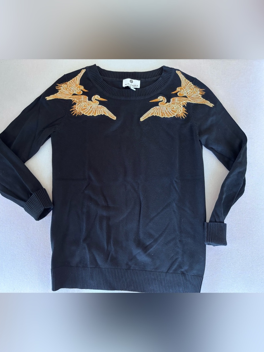Altuzarra Target sweater black gold birds XS oversized